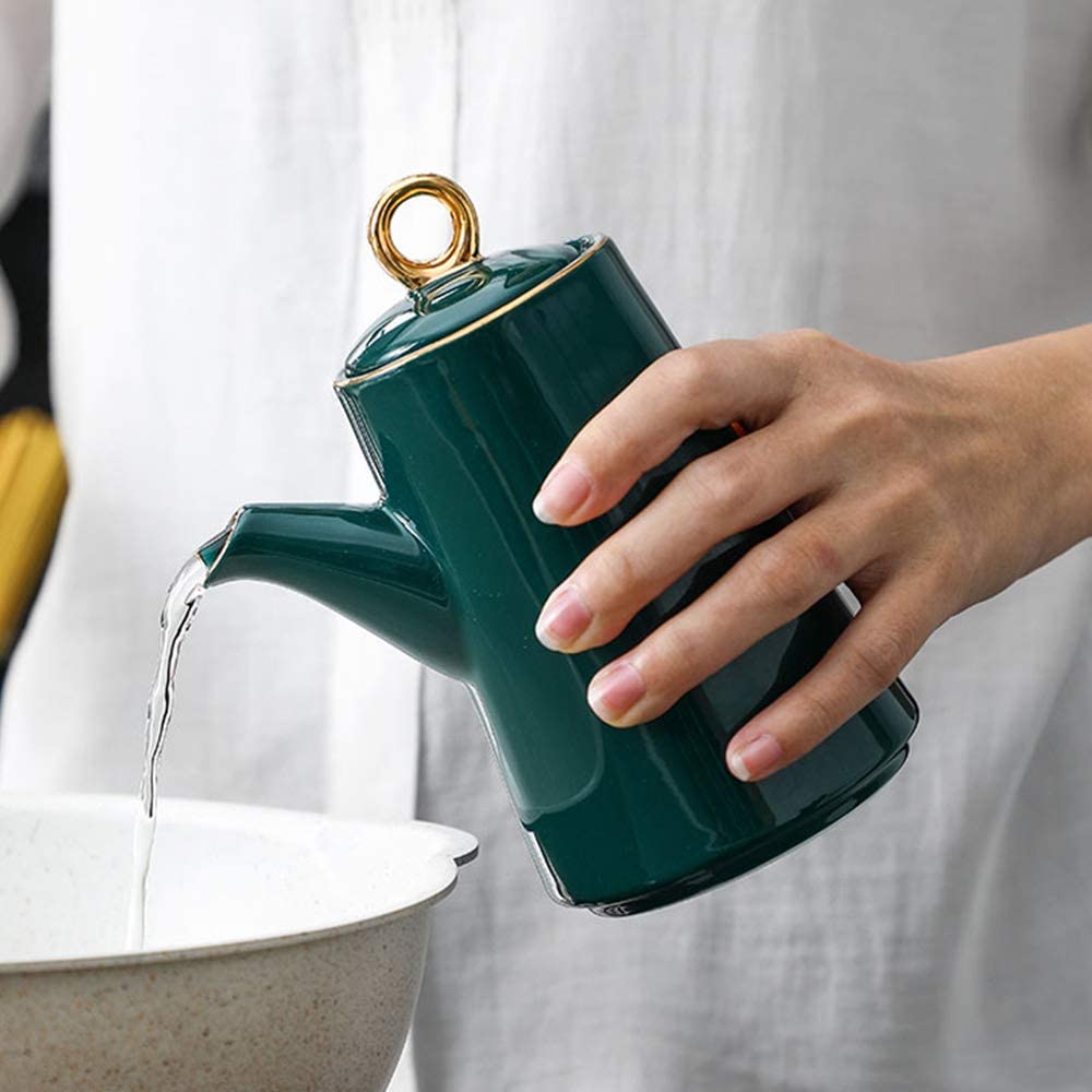 ESNY Generische Olivenöl-Spenderflasche.Keramik-Ölflaschen.Geeignet Für Die Aufbewahrung Von Öl,Essig,Sojasauce Und Anderen Flüssigkeiten,1 Stück,20oz green-400ML
