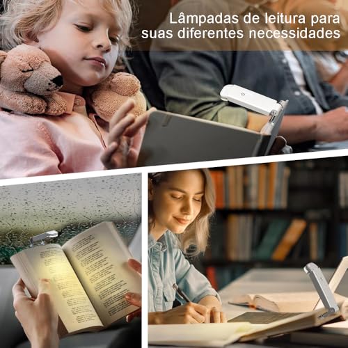Luz de Leitura para Livro, Lanterna para Leitura de Livros, Adjustável Luminária Livro, Clipe Lumina