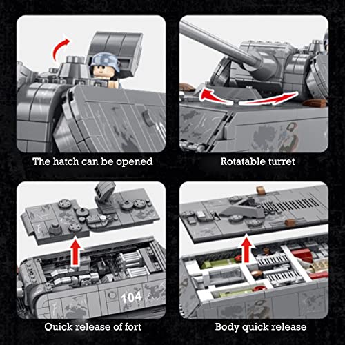LTWAAXP Technik Modell Bausteine, Bausteine Panzer Bausatz 2127 Teile Modellbausatz Konstruktionsspielzeug… – Bild 4