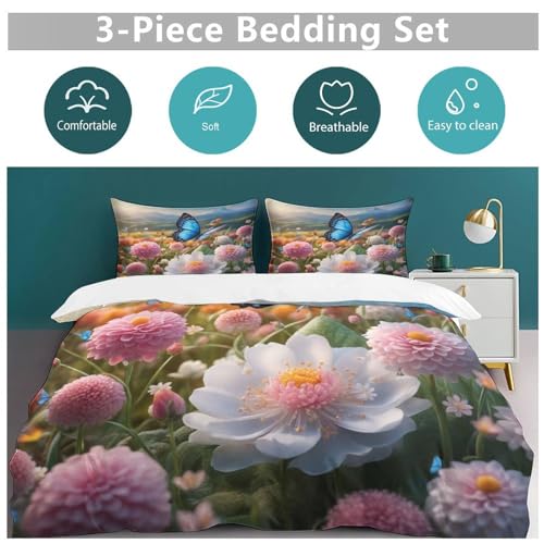Parure de lit papillon en microfibre douce avec fermeture éclair pratique