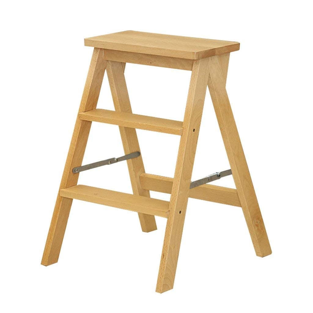 Chaise d'escalier escabeau en bois noble au design pliable soigné