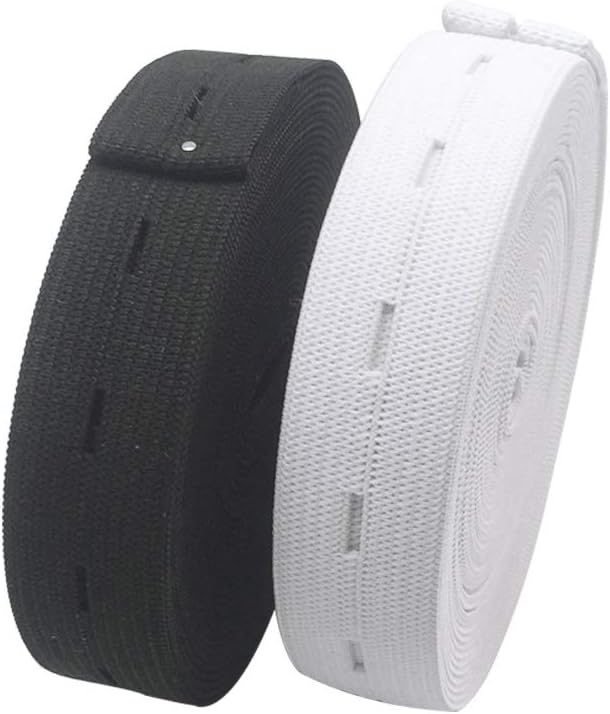 HYHP 2 Packs Elastic Bands Spool Sewing Bands Elastic Band for Sewing Elastic Elastic Waist Band, Elastic Cord with Buttonhole (White and Black)