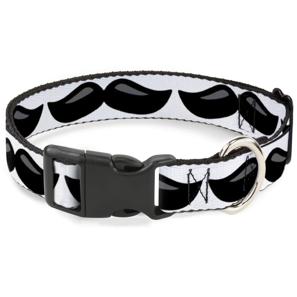 Cuello de plástico Buckle Down blanco negro talla pequeña con clip para perro