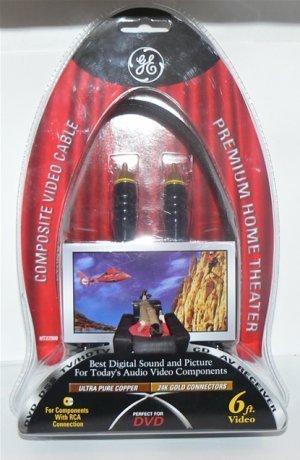 Ge Ht22900 Ultra Pure Copper Composite Rca 6 Foot Video Cable With 24K Gold Connectors #TOP29