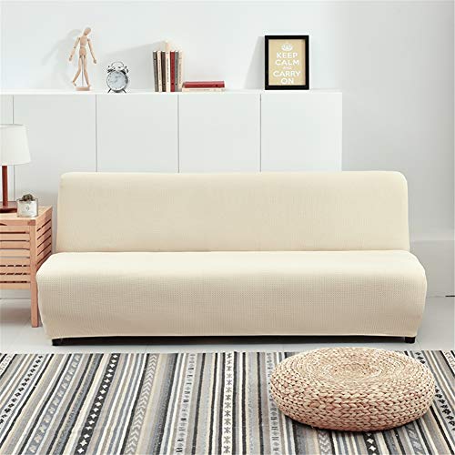 GOYOO Impermeable Funda de Clic clac Extensible,Cubre/Protector para sofá Cama sin reposabrazos Tejido Jacquard elástica,Beige