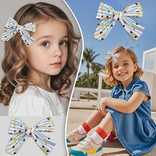 Lazo para cabello 2 unidades Pinzas escolares para niñas, accesorios para el cabello con diseño de lápiz, lazos para bebés para atuendos miniatura 5