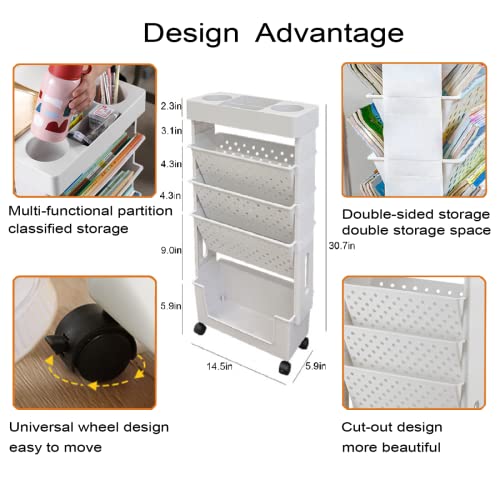 Apbats 5 Tier Book Rack Storage Bookshelf, Removable Movable Unique Bookcase, Utility Organizer White Bookshelves For Kids Children Students Study In Bedroom Living Room Home School #TOP3