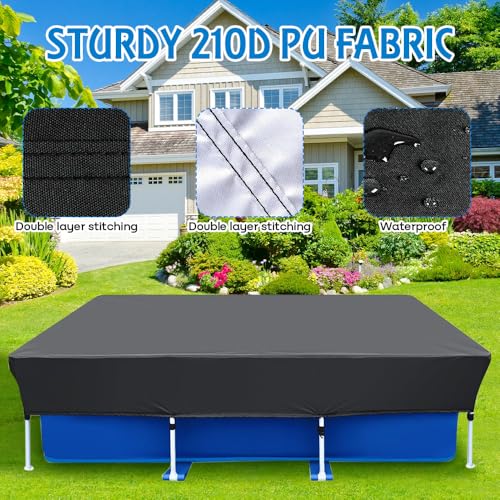 BIZOI Schwimmbadabdeckung für Rechteckige, 220 x 150 cm Solarplane Poolabdeckung Poolabdeckung Rechteckig, Abdeckplane Pool mit Schnüre für Rectangular Frame Pool Winddicht Staub Regendicht Langlebig