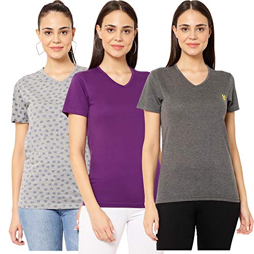 Image of Mack Jonney V-Neck Regular Fit Half Sleeve Women T-Shirt (Pack of 3)
