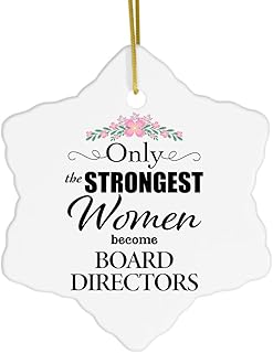 Board Director Ornament for Christmas Tree - Snowflake - Only The Strongest Female Lady Board Member Executive Director Trustee Board Officer - Novelty Ceramic Birthday Xmas