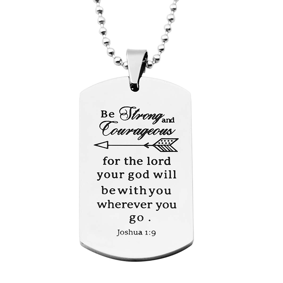 ST-Power Baptism Gift Stainless Steel Dog Tag Bible Verse Pendant Necklace for Mens or Boys,Christmas birthday Valentine's Day gift for Son from Dad Mom.