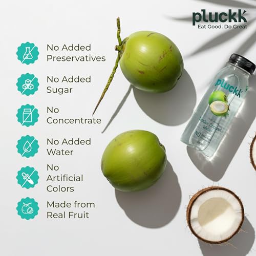 Image of Pluckk 100% Pure and Natural Tender Coconut Water - Pack of 6 (200mL Each) | Enriched with Electrolytes, Vitamins & Minerals | No Added Sugar | No Concentrates | 1200mL