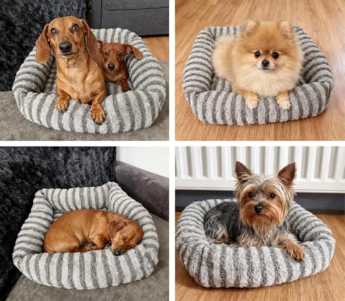 Pawk Hundebett große Hunde, Hundebett Waschbar abnehmbar mit Erhöhte Ränder, rutschfeste Hundekorb mit bequemem Kaninchenwolle-Bezug, 76 x 61 x 20 cm