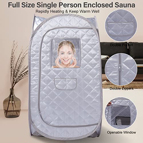 Smartmak Portable Sauna Tent, Foldable One Person Full Body Spa for Detox Therapy Without Steamer - Grey - Image 4