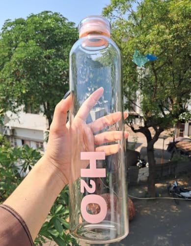 Image of Glass Borosilicate H2O Water Bottle With Cap 500ML | Leak Proof & Airtight Lid | Reusable Drinking Bottle for Office, School, College, Gym, Home & Travel,Daily Uses (H2O Clear - Set of 2)