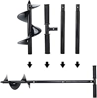 Vista 3 de Broca de taladro de jardín de 5.9 x 33 pulgadas, taladro de mano grande para plantar, excavadora de agujeros manual en espiral con mango