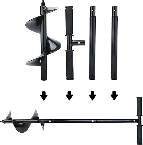 Miniatura 3 de Broca de taladro de jardín de 5.9 x 33 pulgadas, taladro de mano grande para plantar, excavadora de agujeros manual en espiral con mango