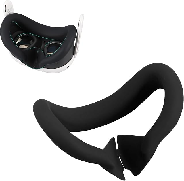 Baomaeyea VR Silicone Case for Meta Quest 3,VR Face silikonowa pokrywa kompatybilna z Meta Quest 3 VR Zestawem słuchawkowym Odporny na pot Lightproof Akcesoria VR Podkładki do twarzy(czarna)