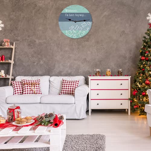 I'm Late Anyway Clock Whatever Wall Clock Lake Time Clock Farmhouse Clock Lodge Silent Wall Clock Battery Operated Easy To Read Rustic Home Decor For Kitchen Bedroom Bathroom Living Room 10 Inch #TOP5