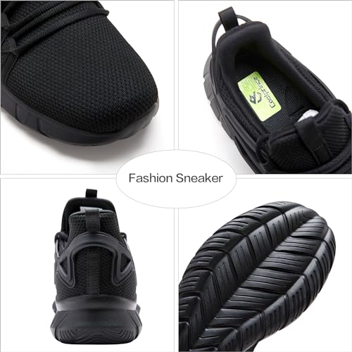 Coolprince Boys Girls Shoes Tennis Sneakers Lightweight Breathable Athletic Running Walking Shoes For Kids Black Size 6 thumb #4
