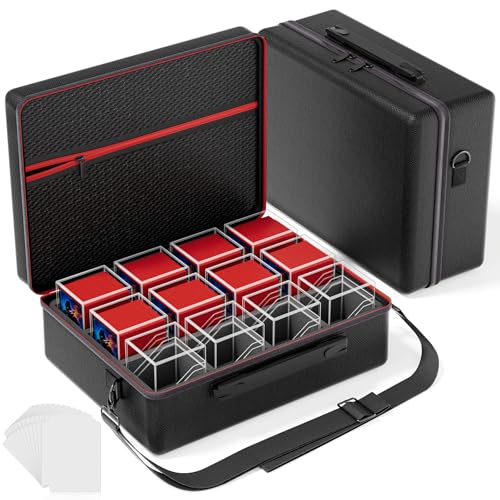 Proijeut Card Deck Box with Portable Case, 12 Pack Clear Commander Deck Box with 12 Dividers, Holds 1200+ Double Sleeved Cards, Fit for MTG, YuGiOh, TCG