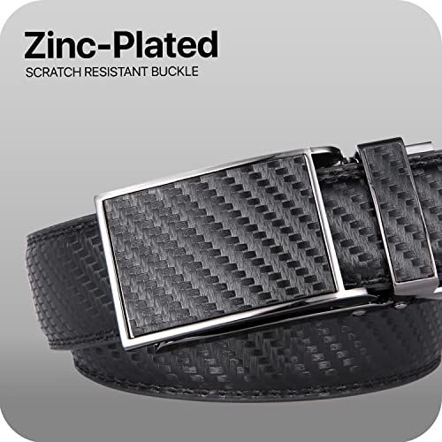 Image of Marino Avenue Ratchet Belt for Men. Adjustable Leather Dress Belt with 38 Easy to Click Into Place Ratchet Closures.