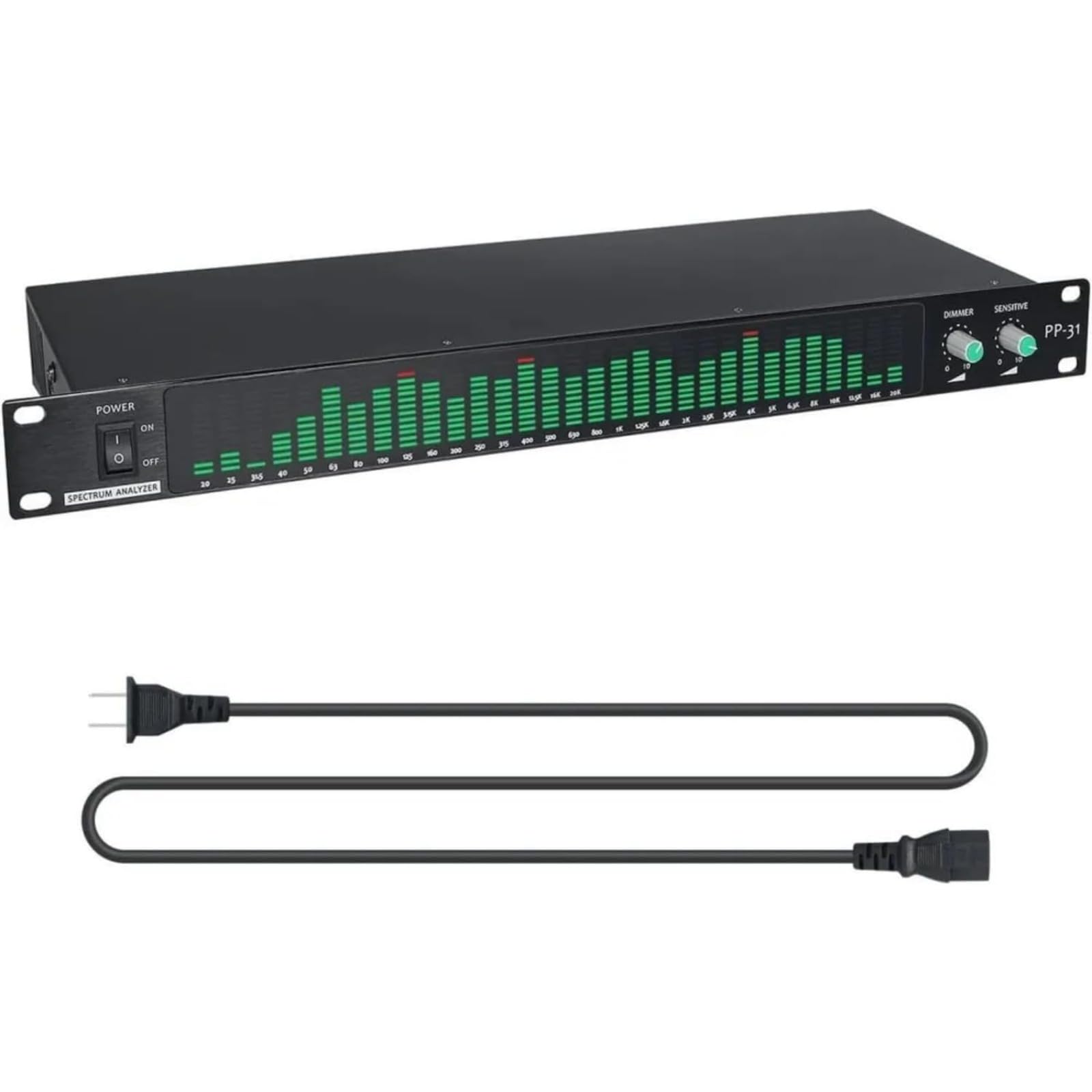 PP-31 cyfrowy analizator widma audio, 31-segmentowy wyświetlacz poziomu częstotliwości w czasie rzeczywistym, miernik VU muzyki o wysokiej czułości (zielony)