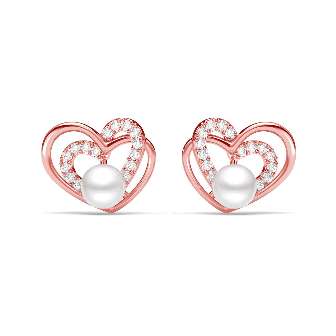 CLARA 925 Sterling Silver Adah Freshwater Pearl Heart Stud Earrings | Rose Gold Plated, Swiss Zirconia |Gift for Women and Girls (B0DFMF1X1J) Amazon Price History, Amazon Price Tracker