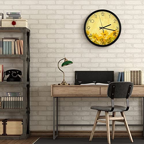 Pendule murale fleur jaune au design moderne épuré 25.4cm - 7