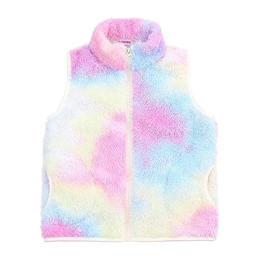Image of JESKIDS Girls' Boys Sherpa Fleece Vest Outwear Lightweight Solid Color Cute Jacket with Pockets 2-11 Years