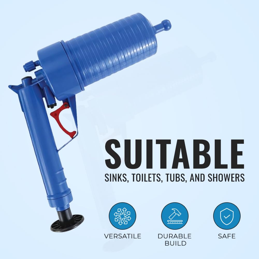 1ABOVE Drain Blaster, Powerful Multi-Drain Air Plunger Sewer Dredge Cleaning Tool, Large & Small Plunger Included, Clear Drains Fast - Image 4
