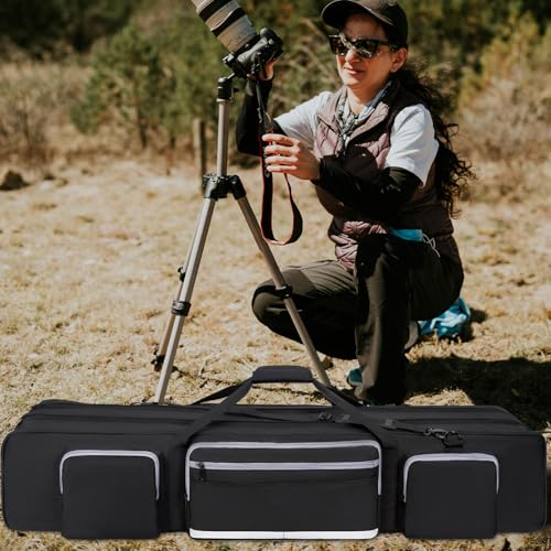 OUUTMEE Bolsa de transporte para trípode, bolsa grande para trípode fotográfico con separadores acolchados extraíbles, bolsa de soporte de luz con base acolchada a prueba de golpes para trípodes de - imagen 9