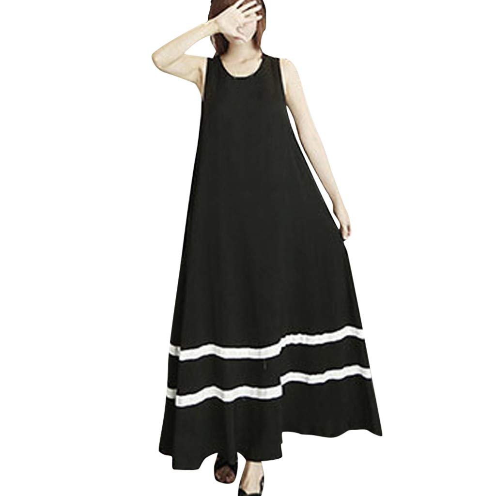 Robe Longue Plus La Taille De Mode Lâche Loisirs D'été Maxi Robe Col Rond sans Manches Robes Décontractées pour Femmes De Maternité Oversize