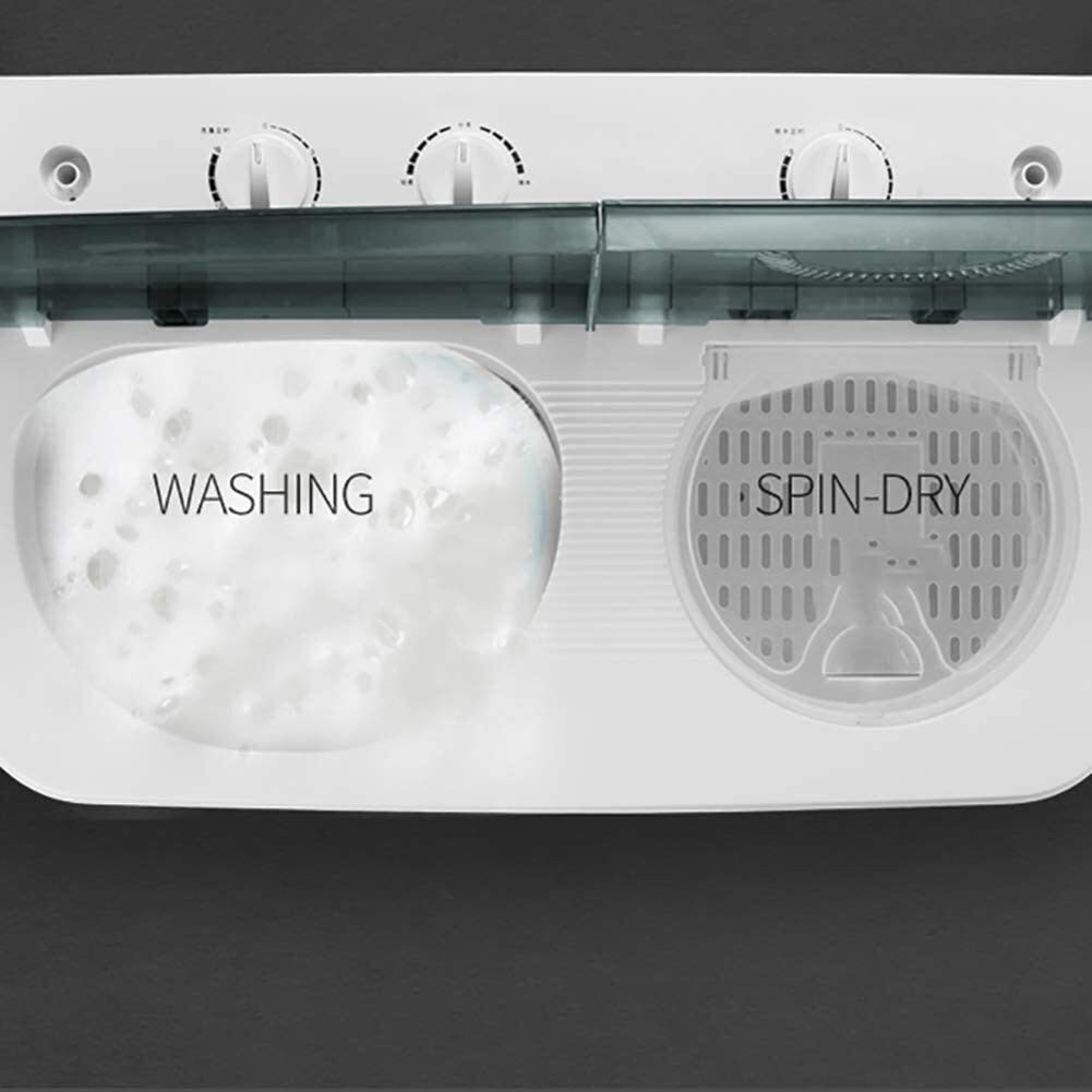 KANBUN 2-in-1-Mini-Kompaktwaschmaschine mit Zwei Trommeln, Waschmaschine und Schleuder-Kombination, mit elektrischer Kompaktwaschmaschine mit Zwei Trommeln, Mini-Waschmaschine mit Waschmaschine und