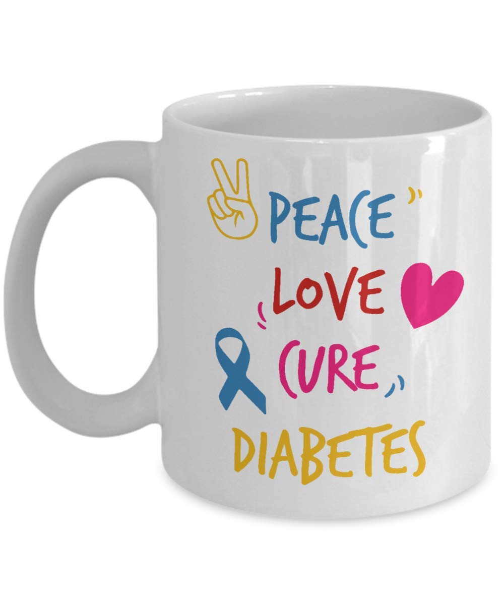 Tazza da caffè Peace Love Cure Diabetes, 311,8 g