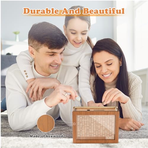 Image of 10000 Savings Challenge Box, Money Saver Box 10k Smash, Wooden Digital Save Piggy Bank for Adults Kids, Cash Vault Wooden Savings 10,000 Dollar, Caja De Ahorros, Cashbox Kakeibo (Pack of 2)