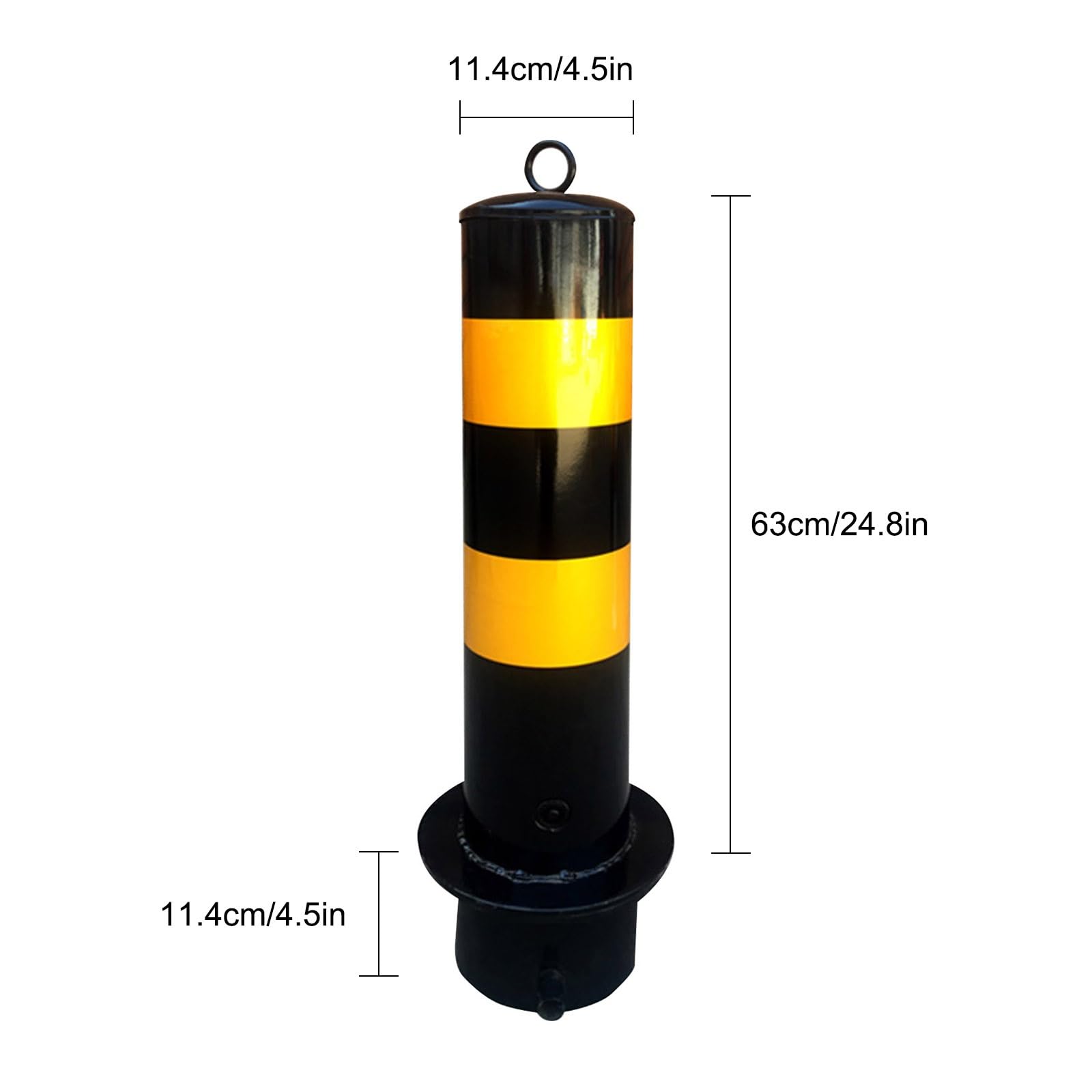 Borne de sécurité jaune robuste avec bande réfléchissante - Poteau en acier pour la sécurité routière sur les chantiers et la signalisation, barrière de circulation durable pour une visibili