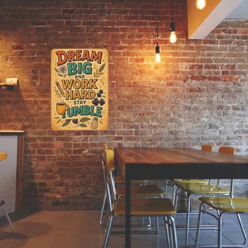 Image of Zesta Bathroom Decor Items Washroom Decor Tin Sign | Aesthetic Posters Wall Poster for Bedroom | Magnetic Cafe Decoration Items /Restaurant Decorations Items | Quirky Home Decor Bar Accent (Dream Big)