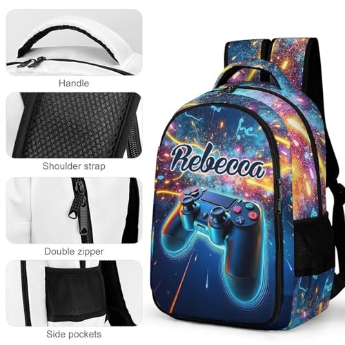 Custom Cool Game Controller Backpack for Women Men Personalized Laptop Bookbag Customized Casual Daypack for Travel Camping 16.5"4