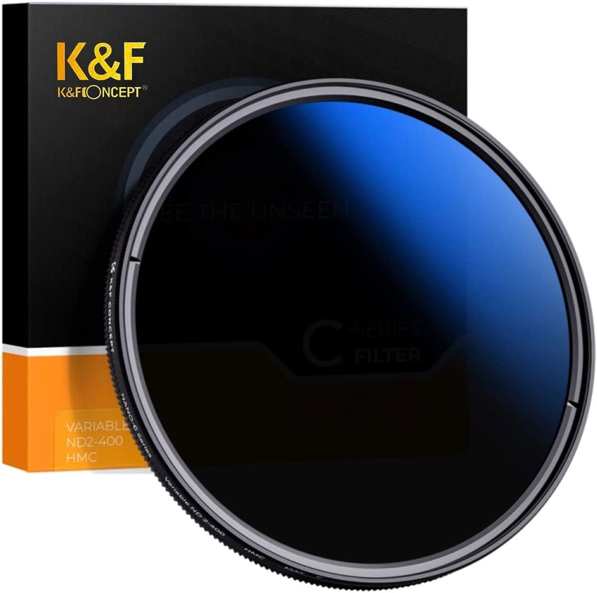 K&F Concept 67mm Variable ND Filter ND2-ND400 (1-9 Stops) 18 Multi-Layer Coatings Glass | Adjustable Neutral Density Filter for Camera Lens | Slim Frame HMC ND2-400 C-Series Blue Coated