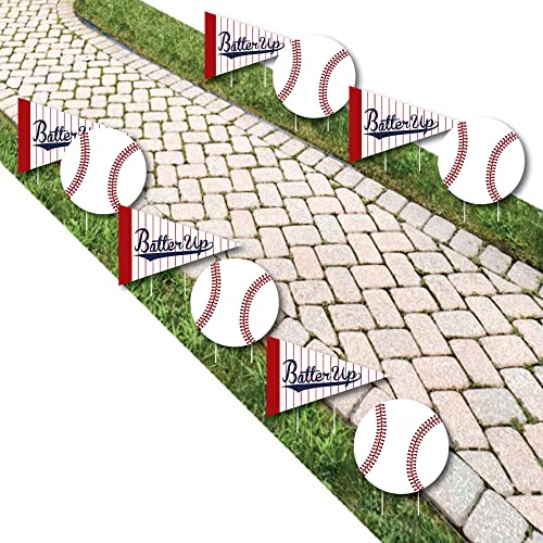 Big Dot of Happiness Batter Up - Baseball Lawn Decorations - Outdoor Baby Shower or Birthday Party Yard Decorations - 10 Piece