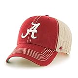47 NCAA Trawler Primary Logo Team Color Mesh Trucker Clean Up Adjustable Hat, Adult One Size Fits All - Alabama Crimson Tide Red