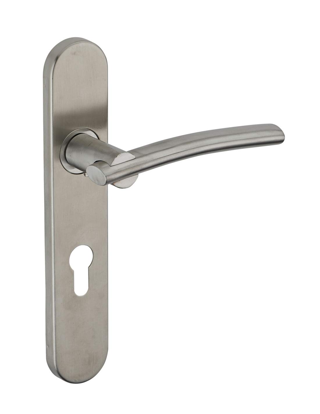 THIRARD - Conjunto de Manillas para Puerta de Entrada Poseidon - Acero Inoxidable Cepillado - Uso Práctico - Orificio para Cilindro - Distancia 195 mm - Cuadrado 7 mm - Diseño Elegante - Gris