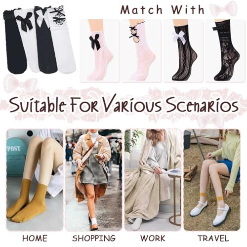Image of Campsis Lace Socks Black Mesh Lace Socks Lolita Dress Sock for Women and Girls(4 Pairs)
