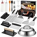 ROMANTICIST 19PCS Griddle Accessories Set - Flat Top Teppanyaki Spatula Set with Scraper, Basting Cover for Camp Chef- Home Cooking Griddle and Outdoor BBQ Gifts for Christmas