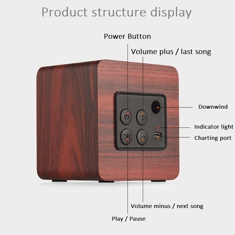 Mini Haut-Parleur Bluetooth Design Rétro et Radio-FM R918-A/C Brun Foncé
