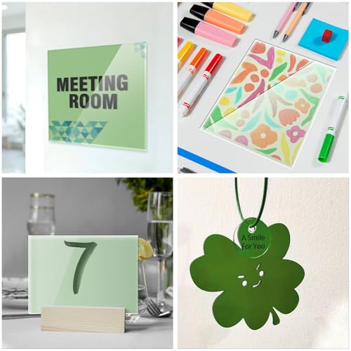Image of FYSUIMU 12 Sheets Sage Green Acrylic Sheets 1 /8 Thick 12 x 12 Inch Opaque Cast Plexiglass Sheet Acrylic Panel Gradient Green Colored Plastic Sheets for DIY Crafts Laser Cutting Engraving Badges