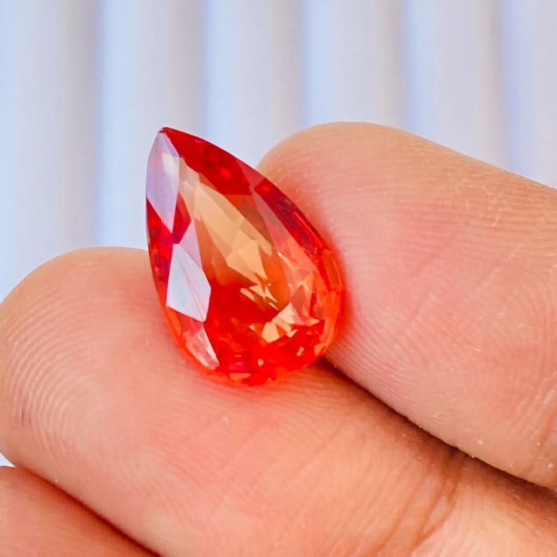 Saphir orange naturel certifié sans défaut de taille pour monter vos pendentifs - 6