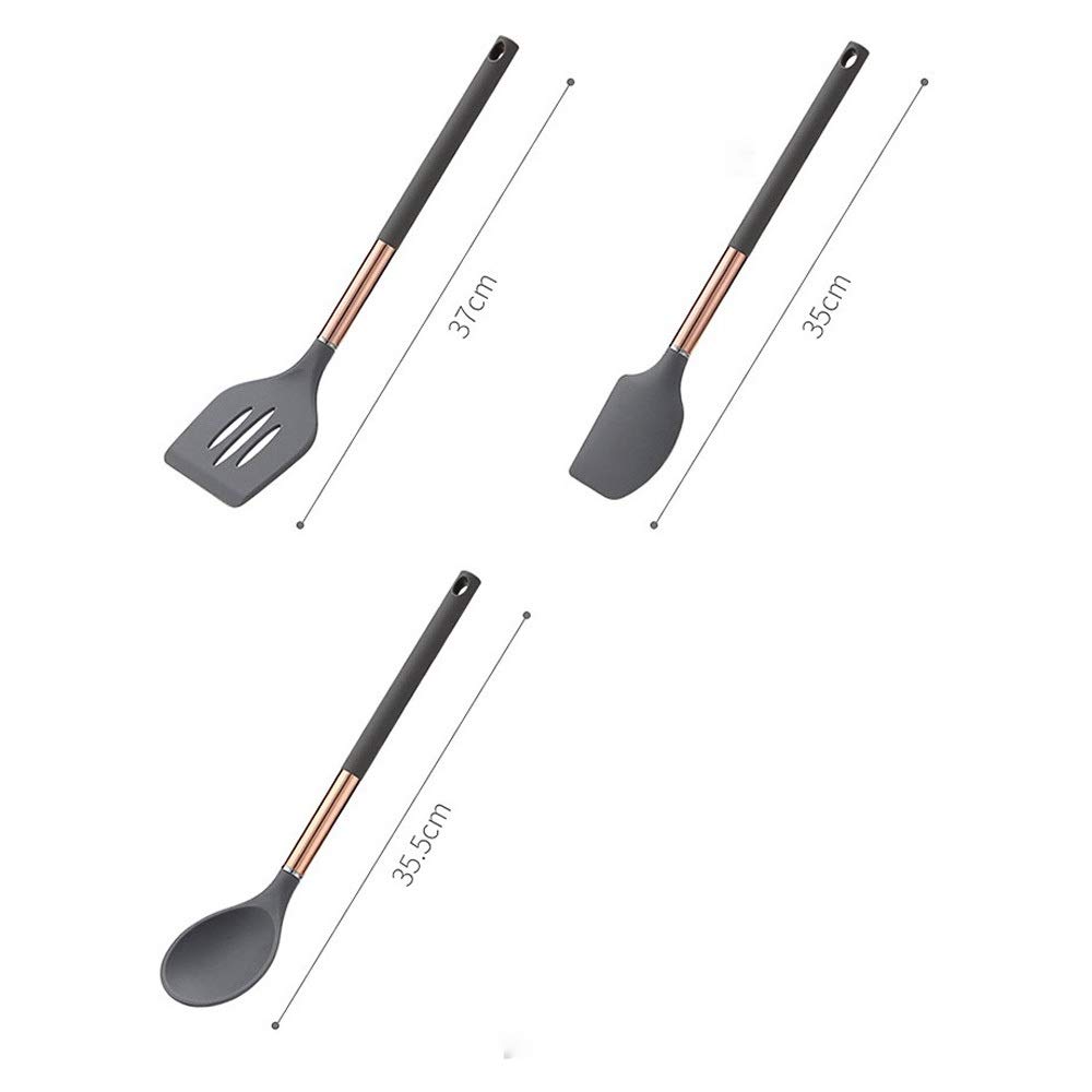 Kitchen Utensils Set， 7 in 1 Silikon Griff Kochgeschirr Silica Gel Utensilien Antihaft-Pfanne Schaufel Löffel Spatel