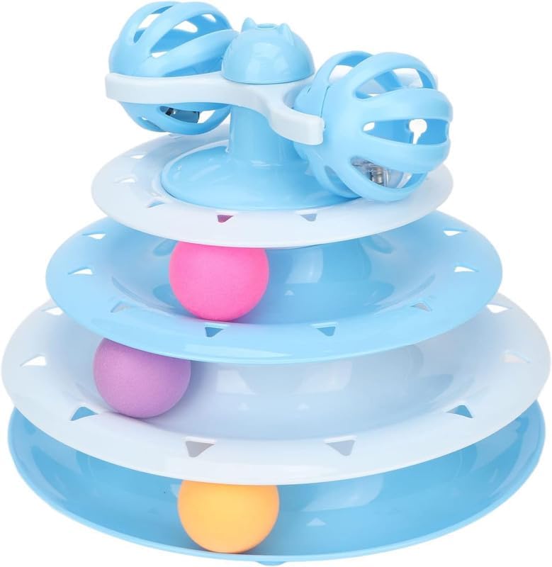 Dog Trust Pet Track Roller, Detachable Exercise Cat Turntable Ball Slip Resistance Bottom Interactive Multipurpose Top Reserved Hole with 2 Balls for Kittens for Indoor